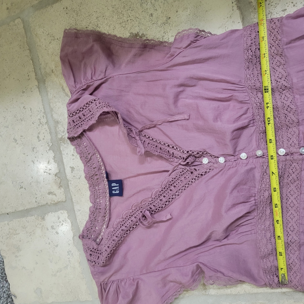 GAP Dusty Pink Lace-Trim Top - Picture 7 of 13